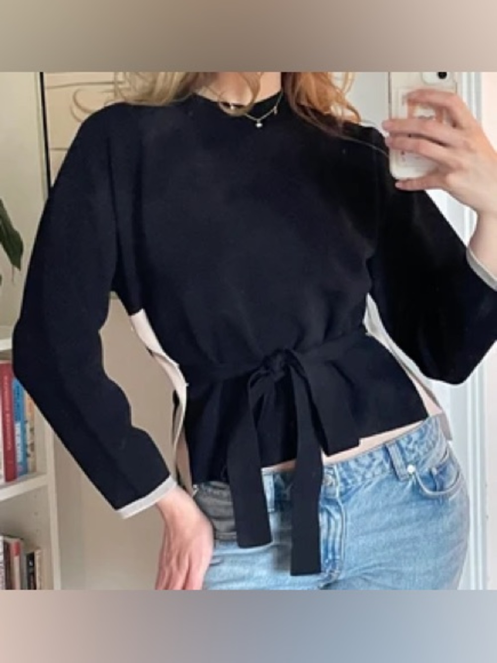 & Other Stories Colorblock Asymmetric Knit Sweater XS